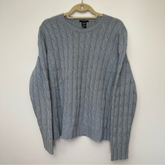 GAP Women’s Cable Knit Sweater Lambswool Blue Gray Vintage Extra Large Hong Kong - Picture 1 of 5